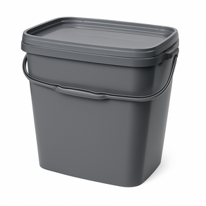 10L Grey Rectangular Storage Buckets – Food Grade with Snap Lid